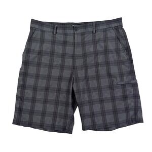 Pebble Beach Performance Mens 38 Grey Tartan Plaid Golf Shorts Stretch Preppy